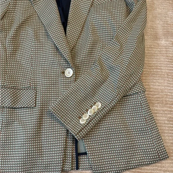 Veronica Beard Brown and Green Checked Blazer 4 - Picture 4 of 6